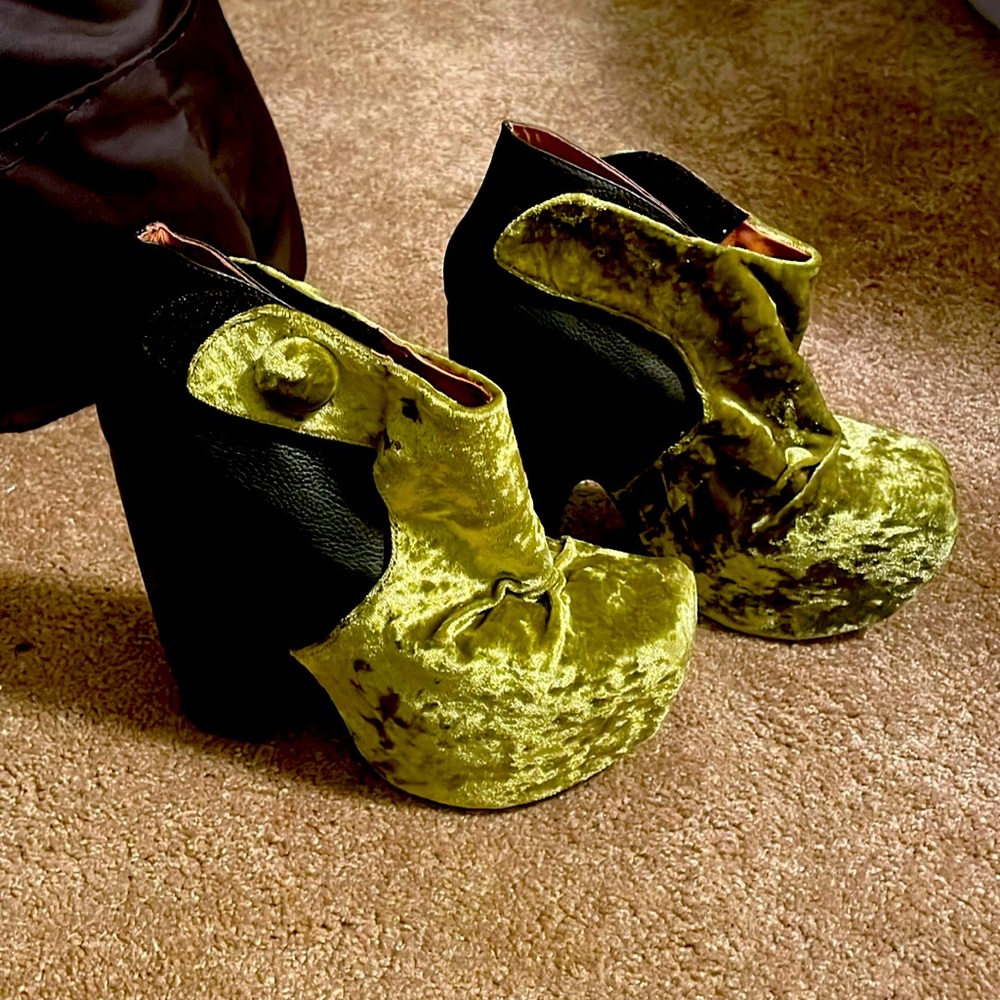 Jeffrey Campbell Green Velvet Heels